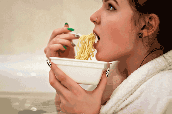 eating a bowl of ramen